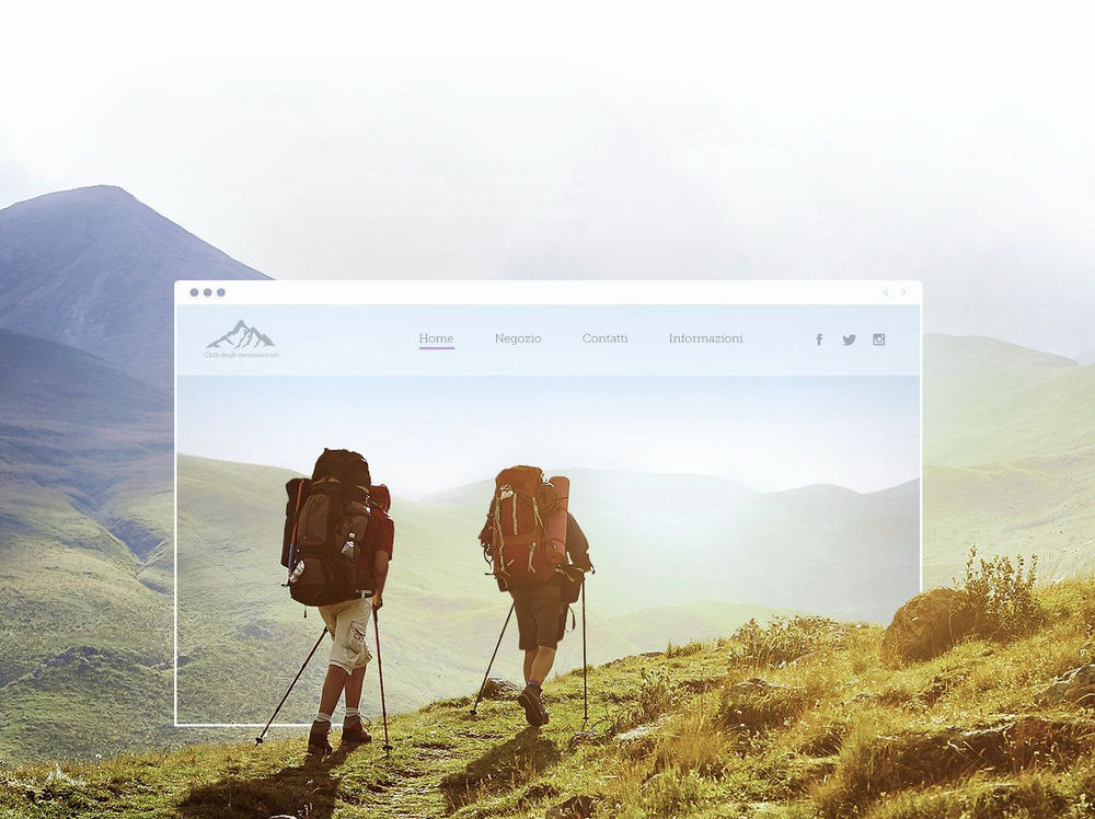 Wix website layout over a photo of two hikers