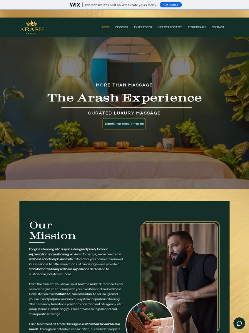 Arash Massage website homepage