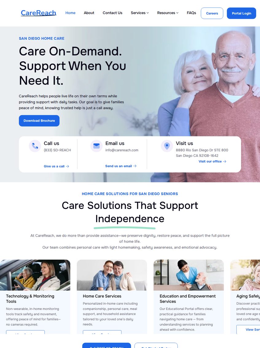 CareReach website homepage