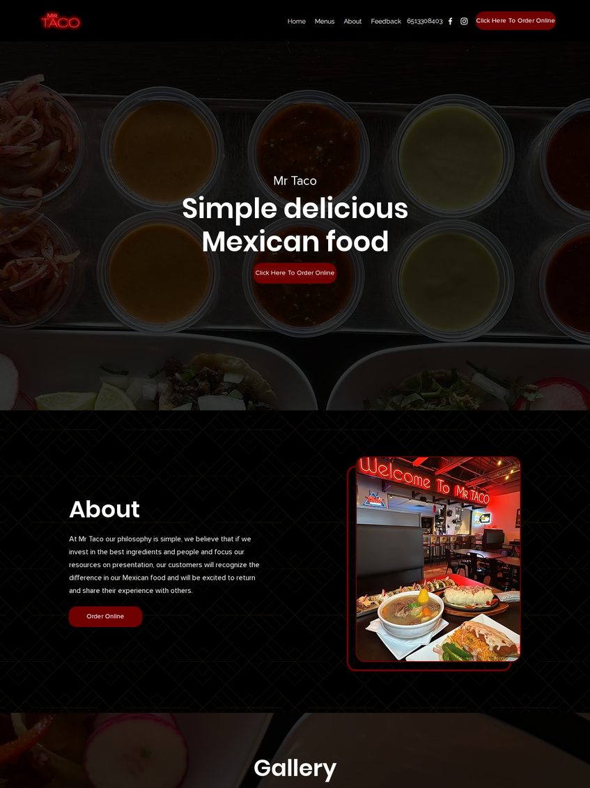 Mr Taco website homepage