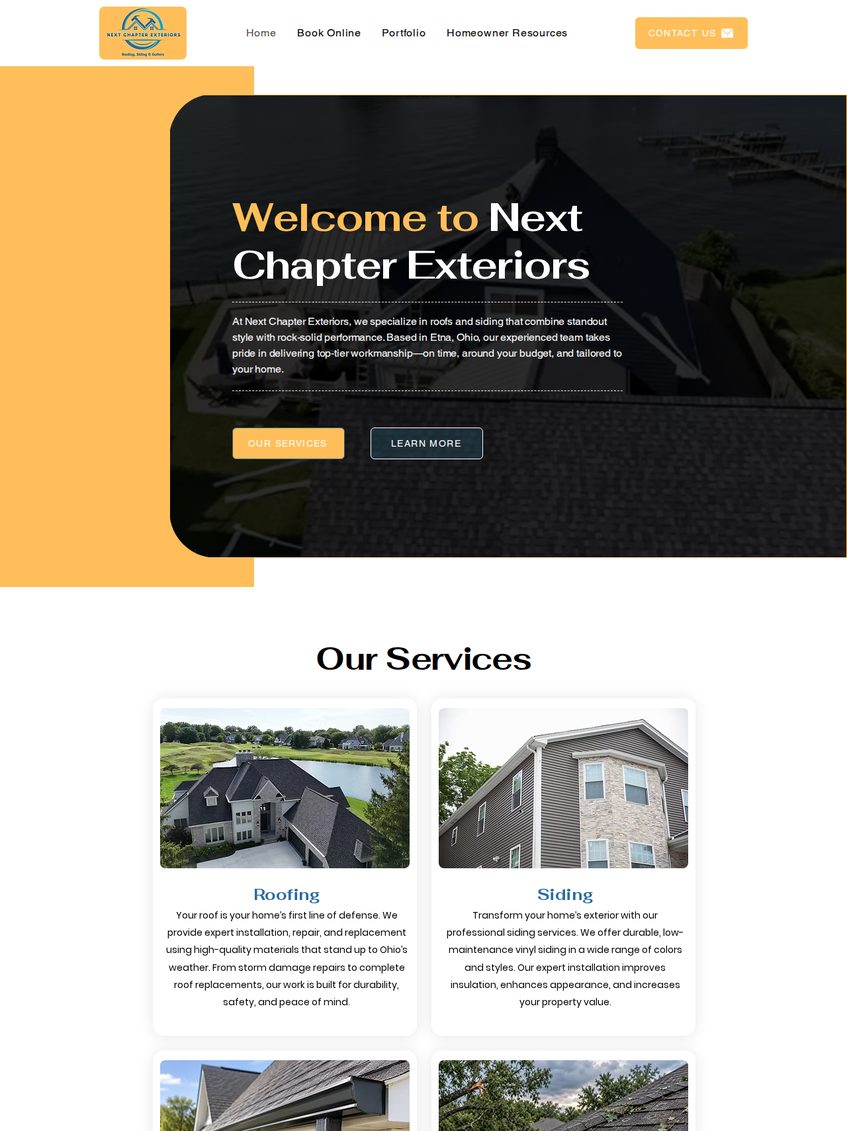 NextChapterExteriors website homepage