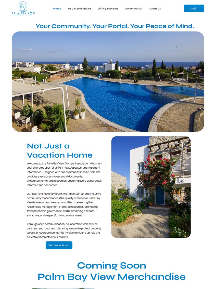Palm Bay View Owners website homepage