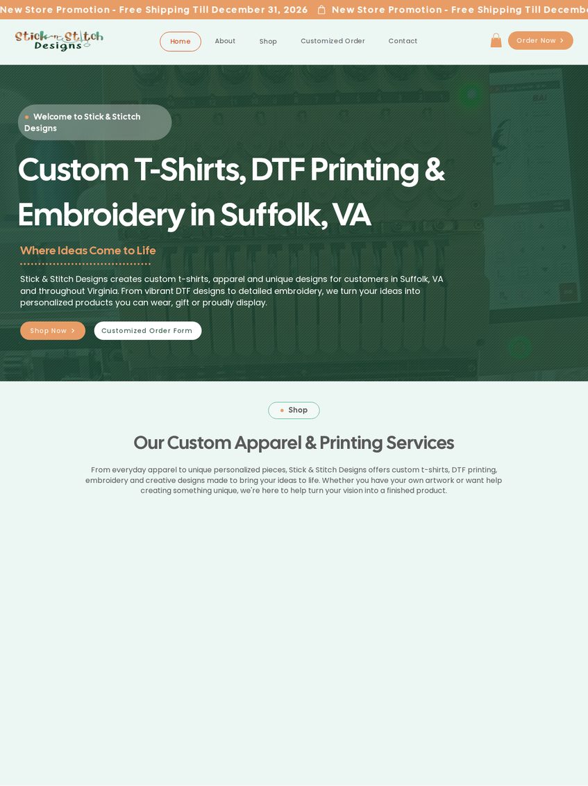 Stick And Stitch website homepage